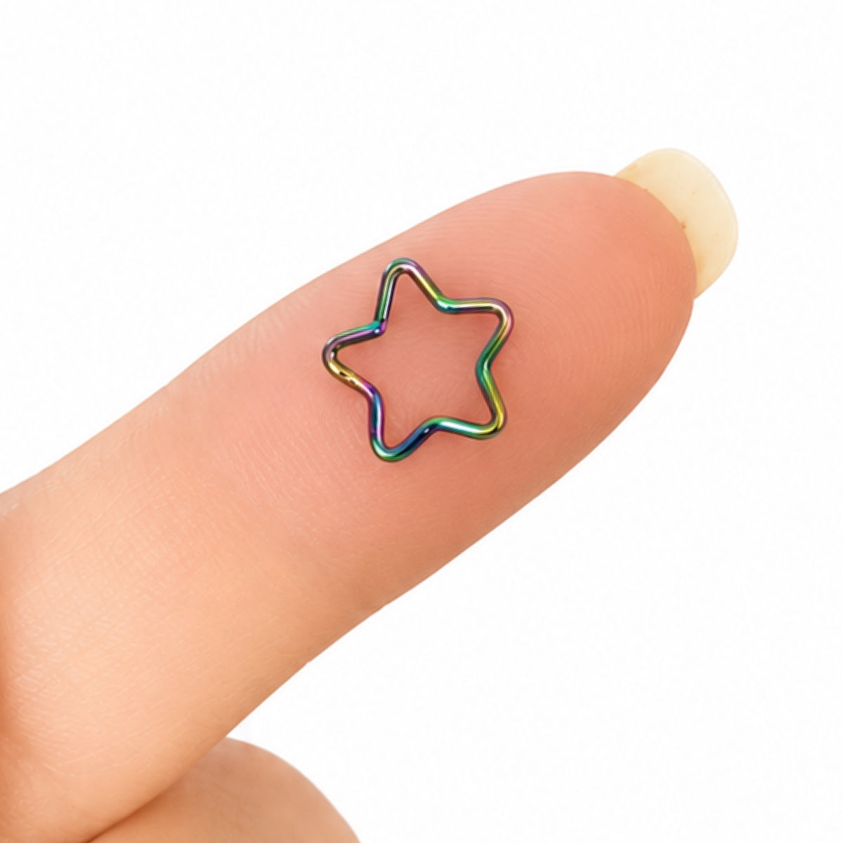 Rainbow Star Fixed Hoop Earring