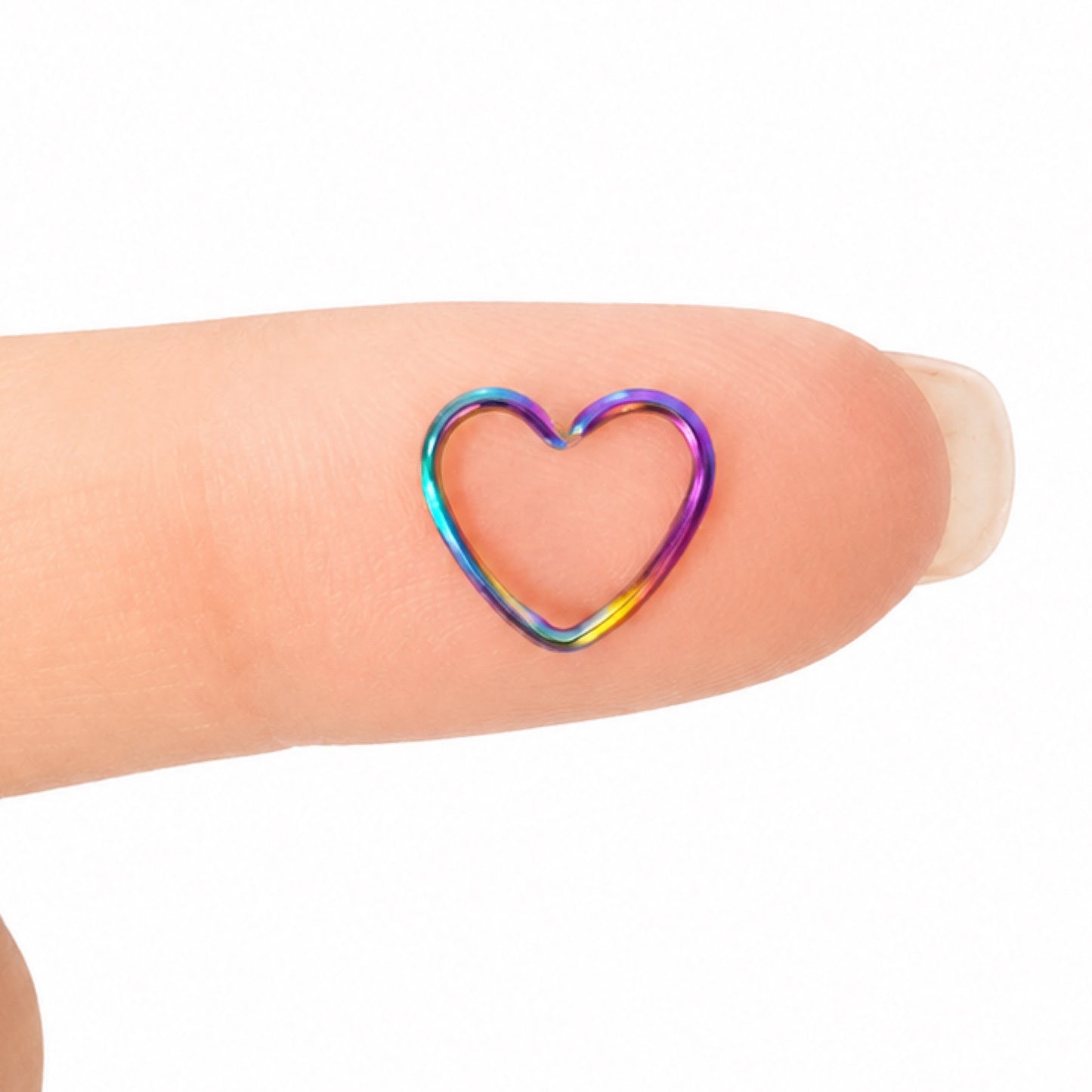 Rainbow Heart Fixed Hoop Earring