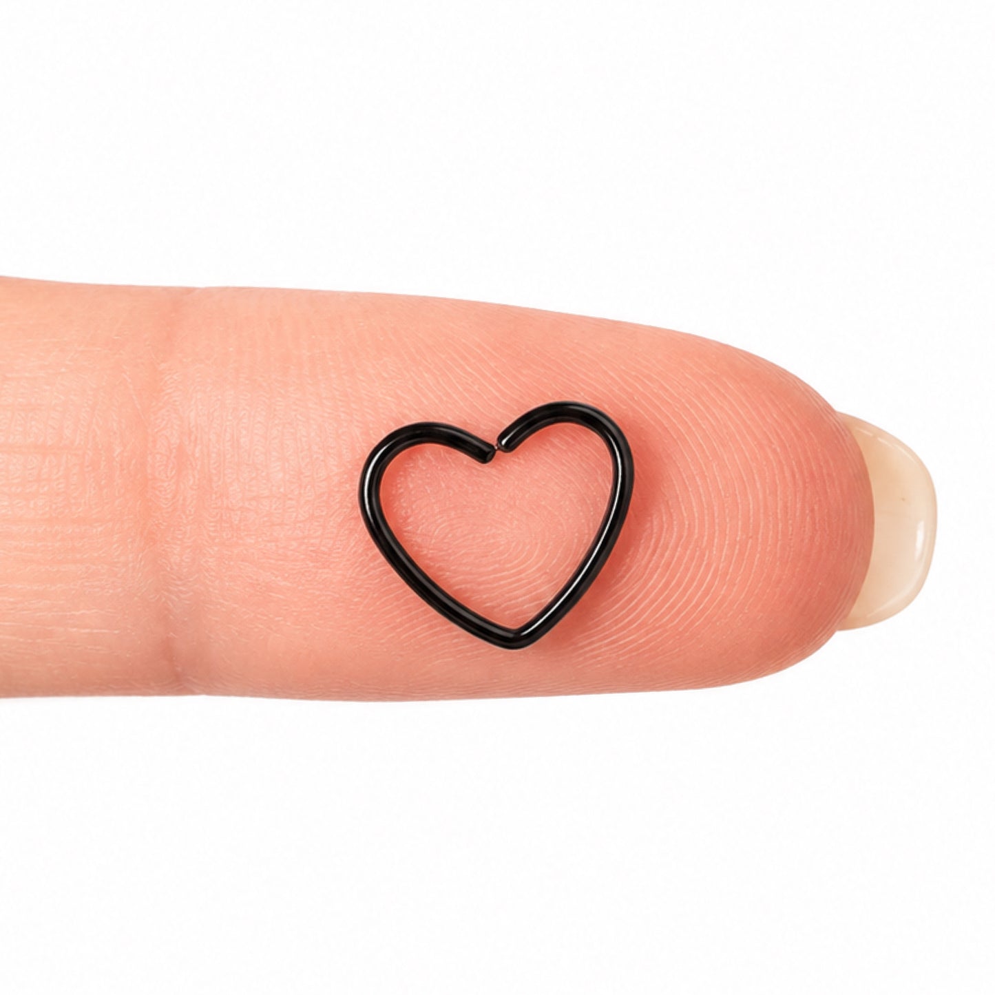 Black Heart Fixed Hoop Earring