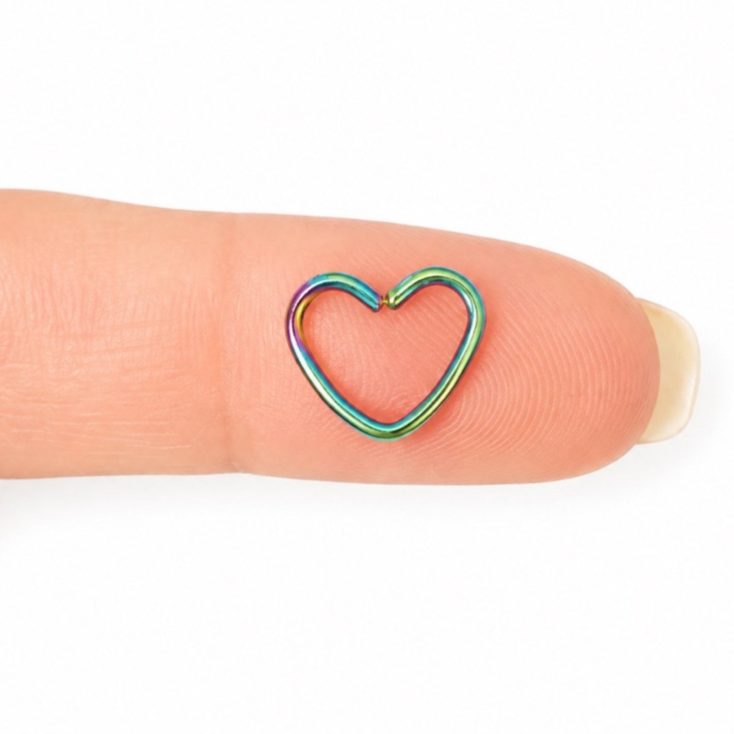 Rainbow Heart Fixed Hoop Earring