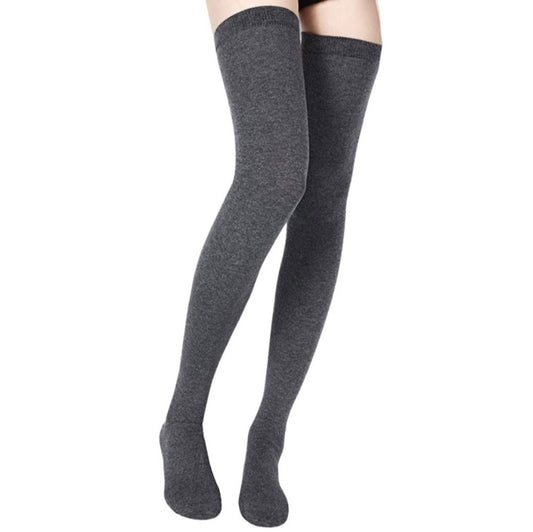 Charcoal Gray Over the Knee Thigh High Socks