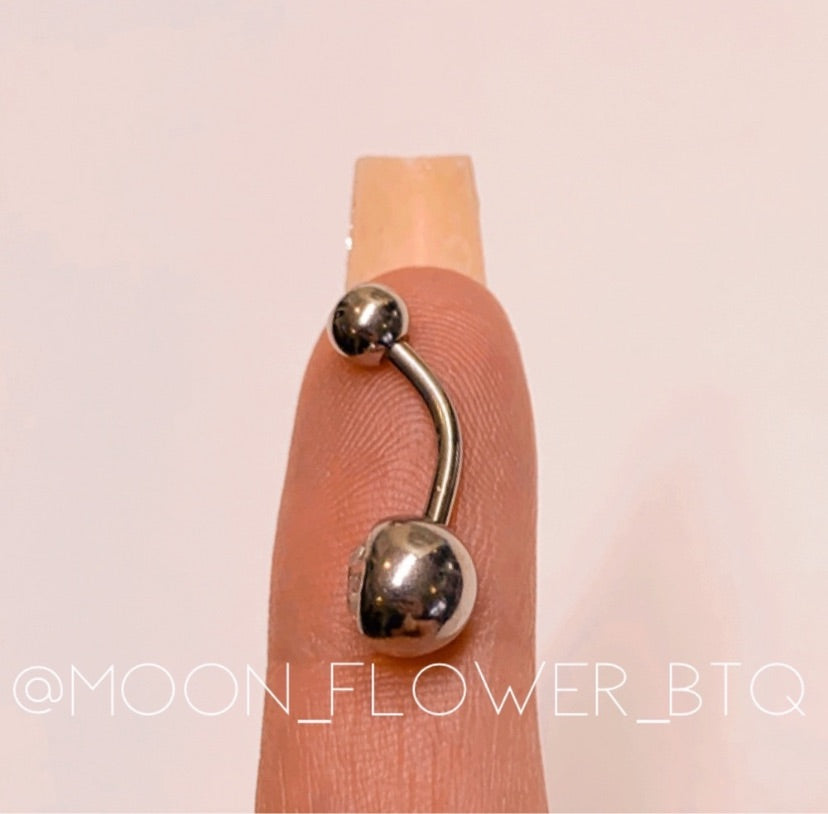 Silver Double CZ Belly Button Navel Ring