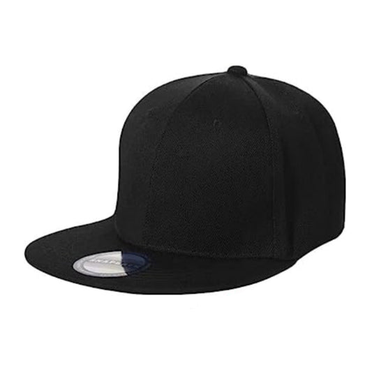 Black Snapback Hip Hop Style Flat Brim Baseball Cap