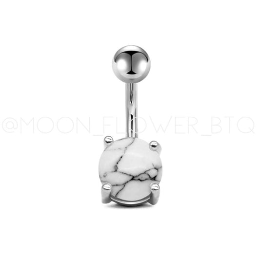 Marble Stainless Steel Belly Button Navel Ring
