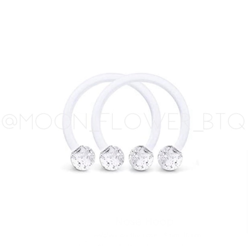 Clear Acrylic Curved Piercing Retainers | Sparkle Ball Ends | Horseshoe Barbell