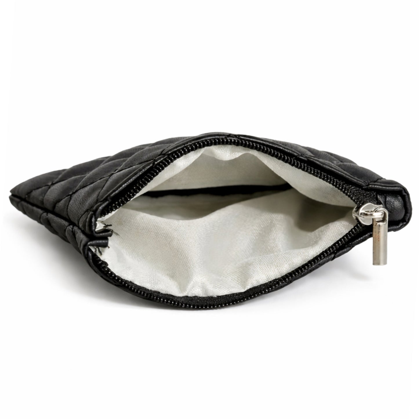 Black Quilted Mini Zip Coin Pouch Card Holder