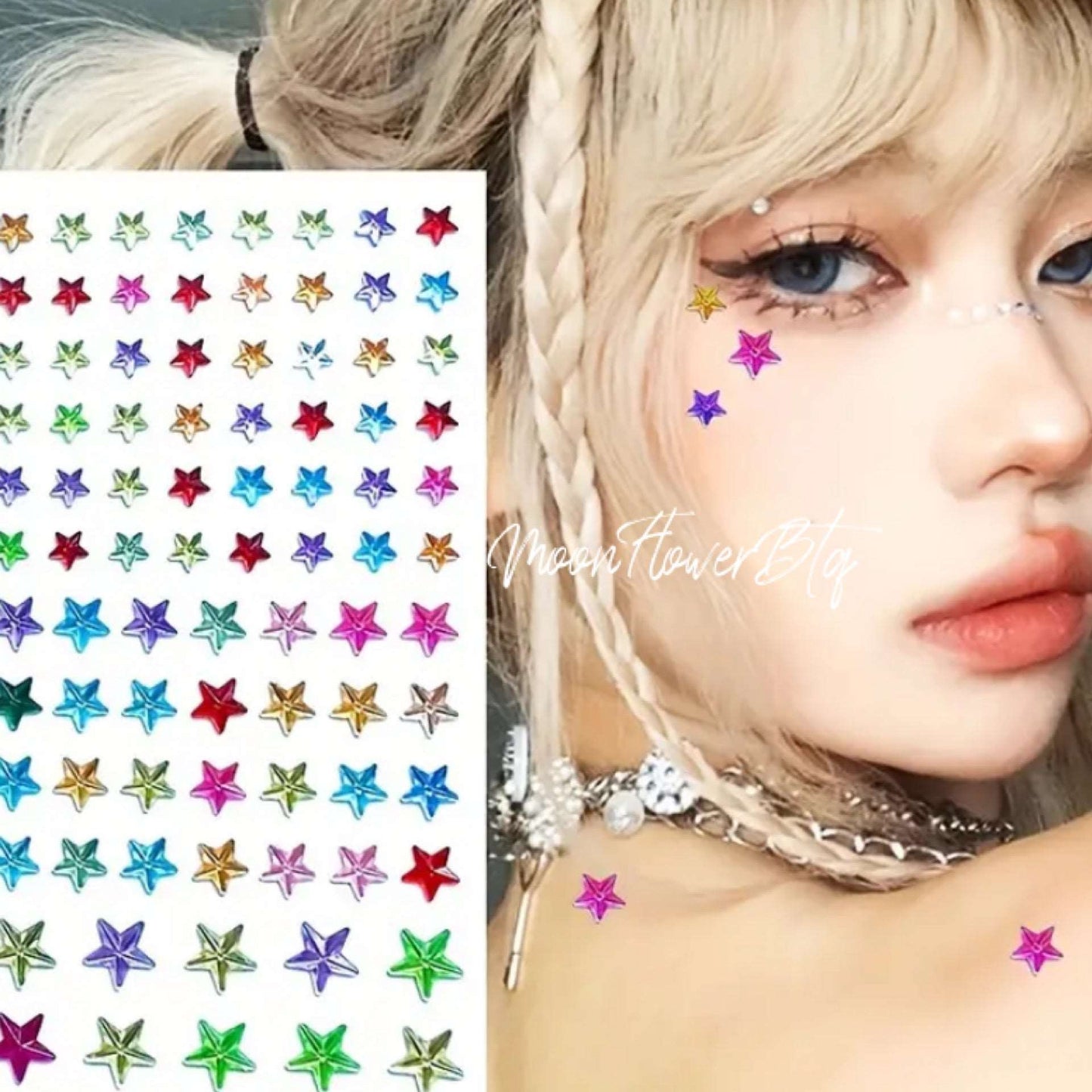 3D Colorful Star Gem Face Jewels