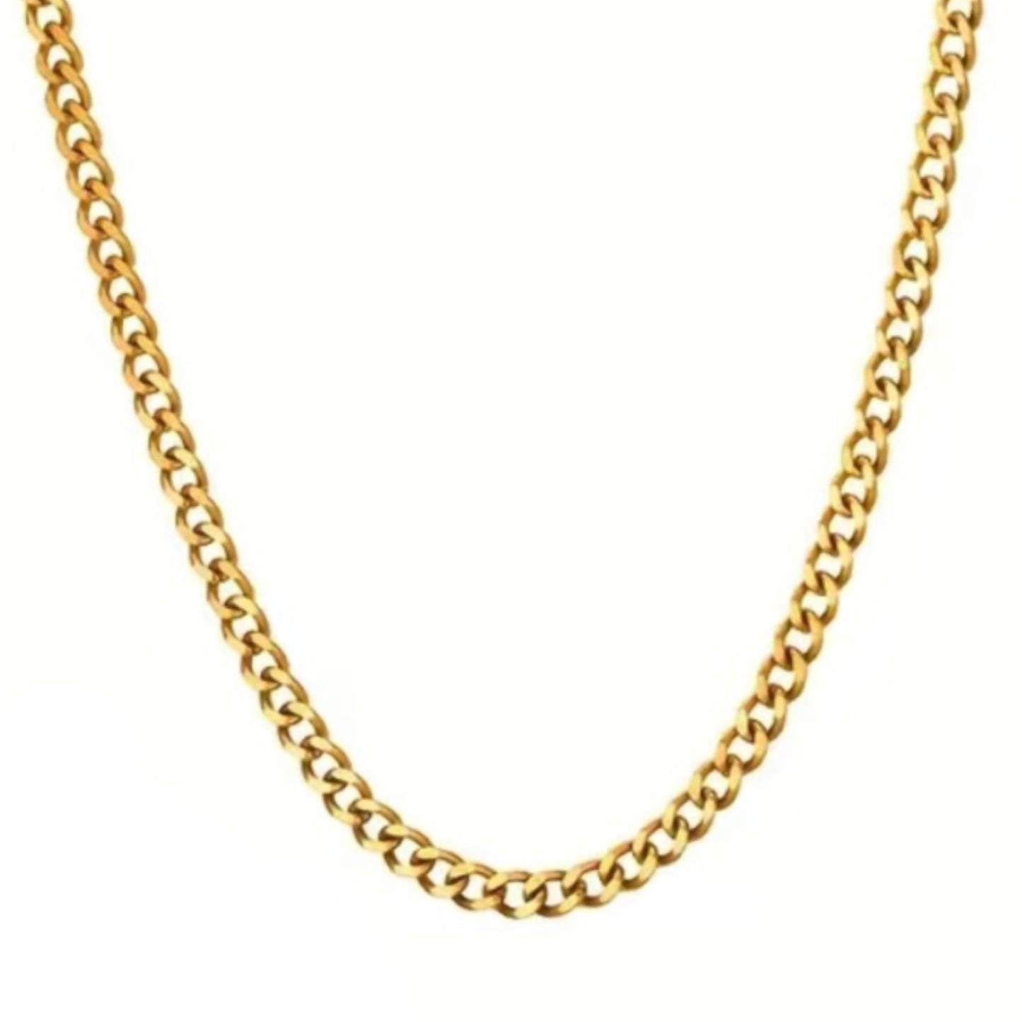 Thin Gold Stainless Steel Curb Chain Necklace