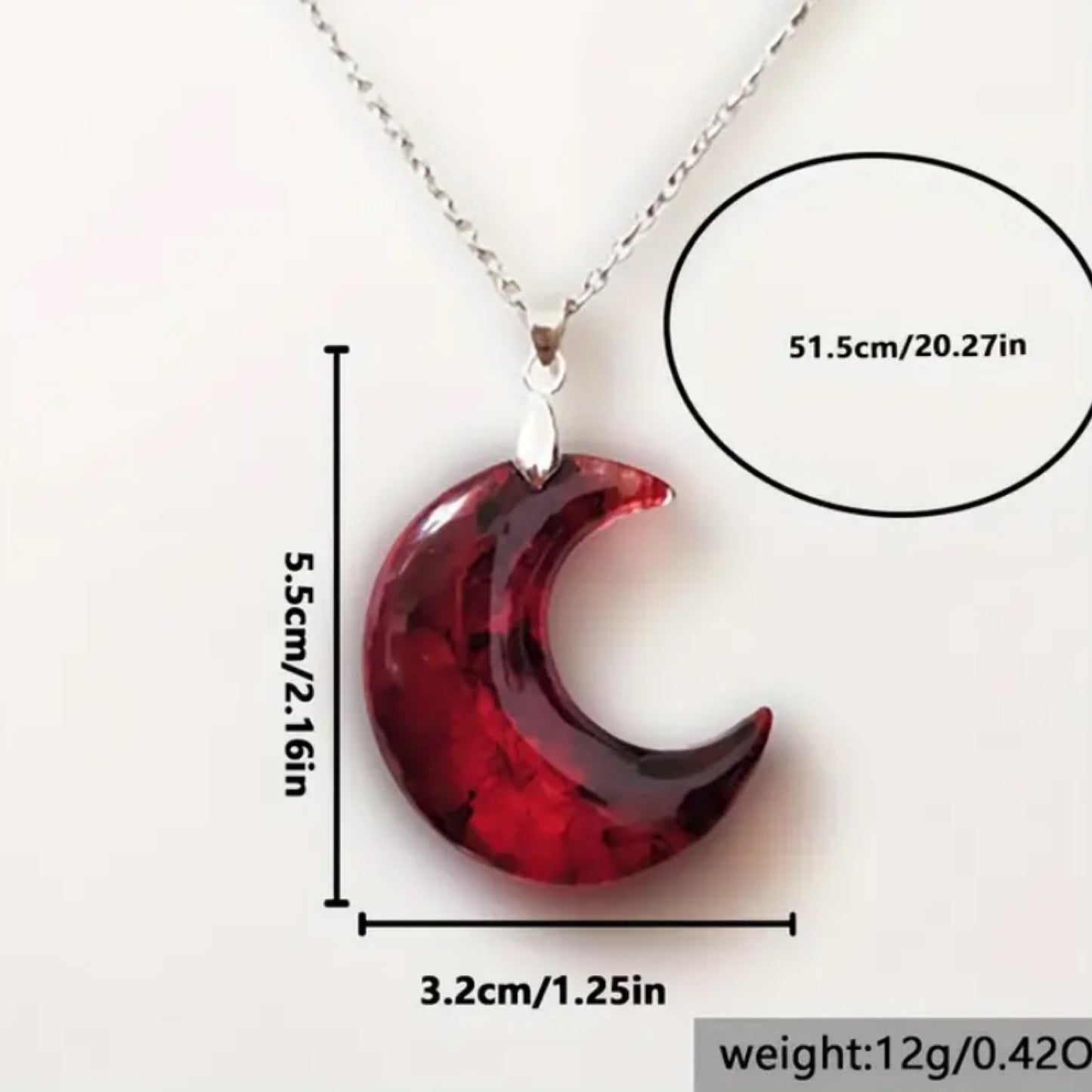 Red Crescent Moon Pendant Necklace