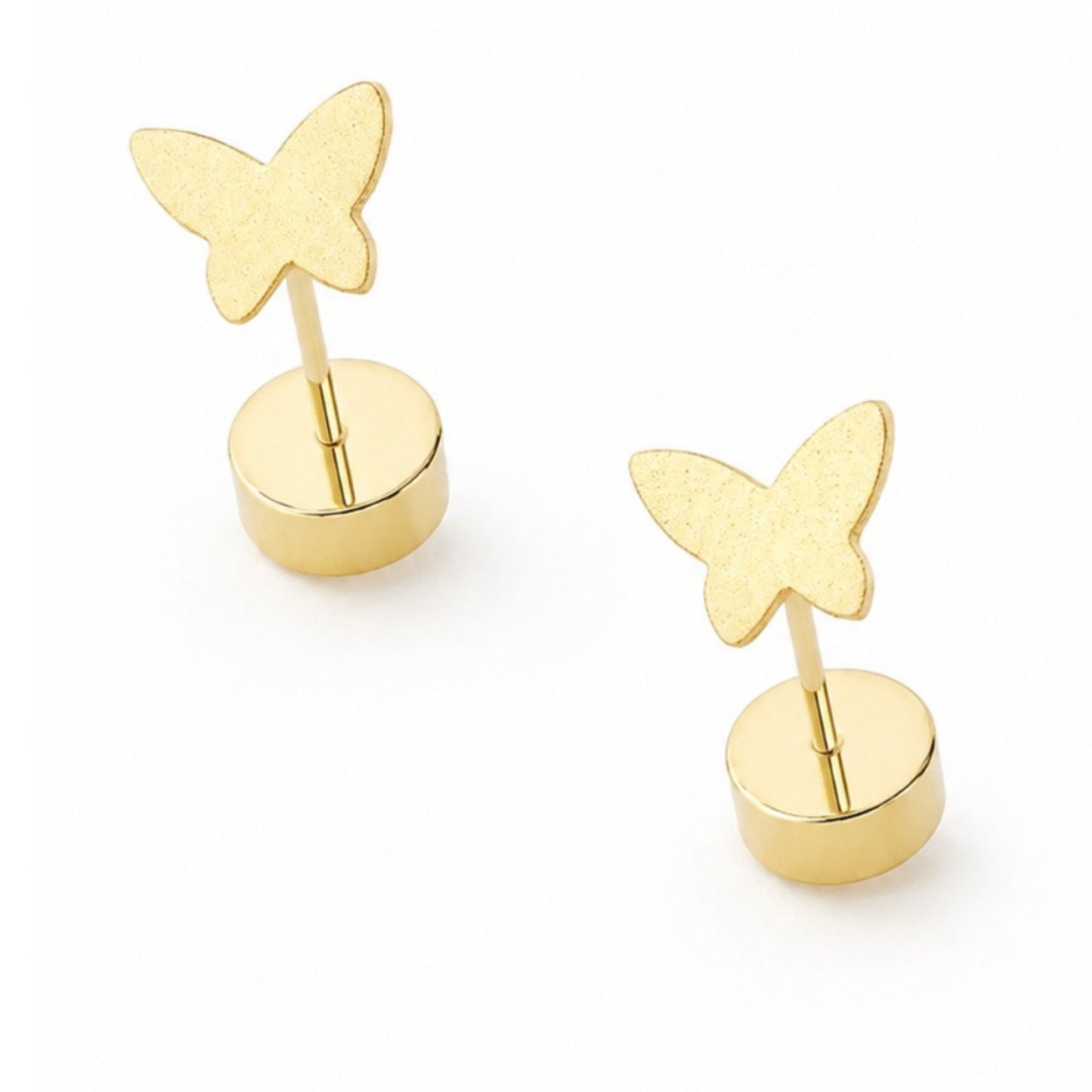 Gold Butterfly Flat Back Stud Earrings