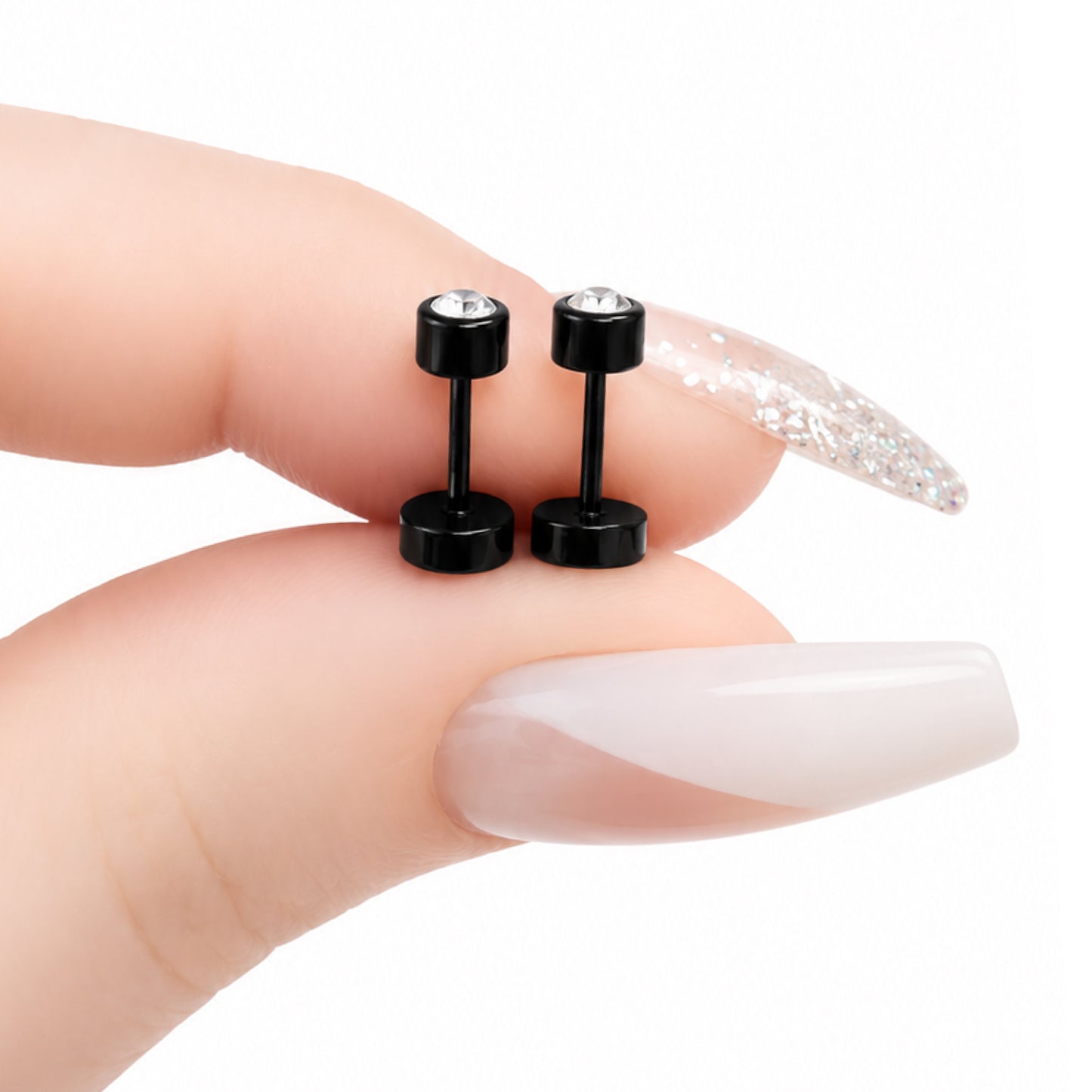 Clear Round CZ Flat Back Stud Earrings