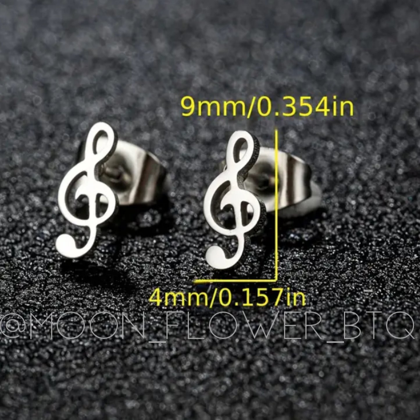 Tiny Music Note Treble Clef Stud Earrings