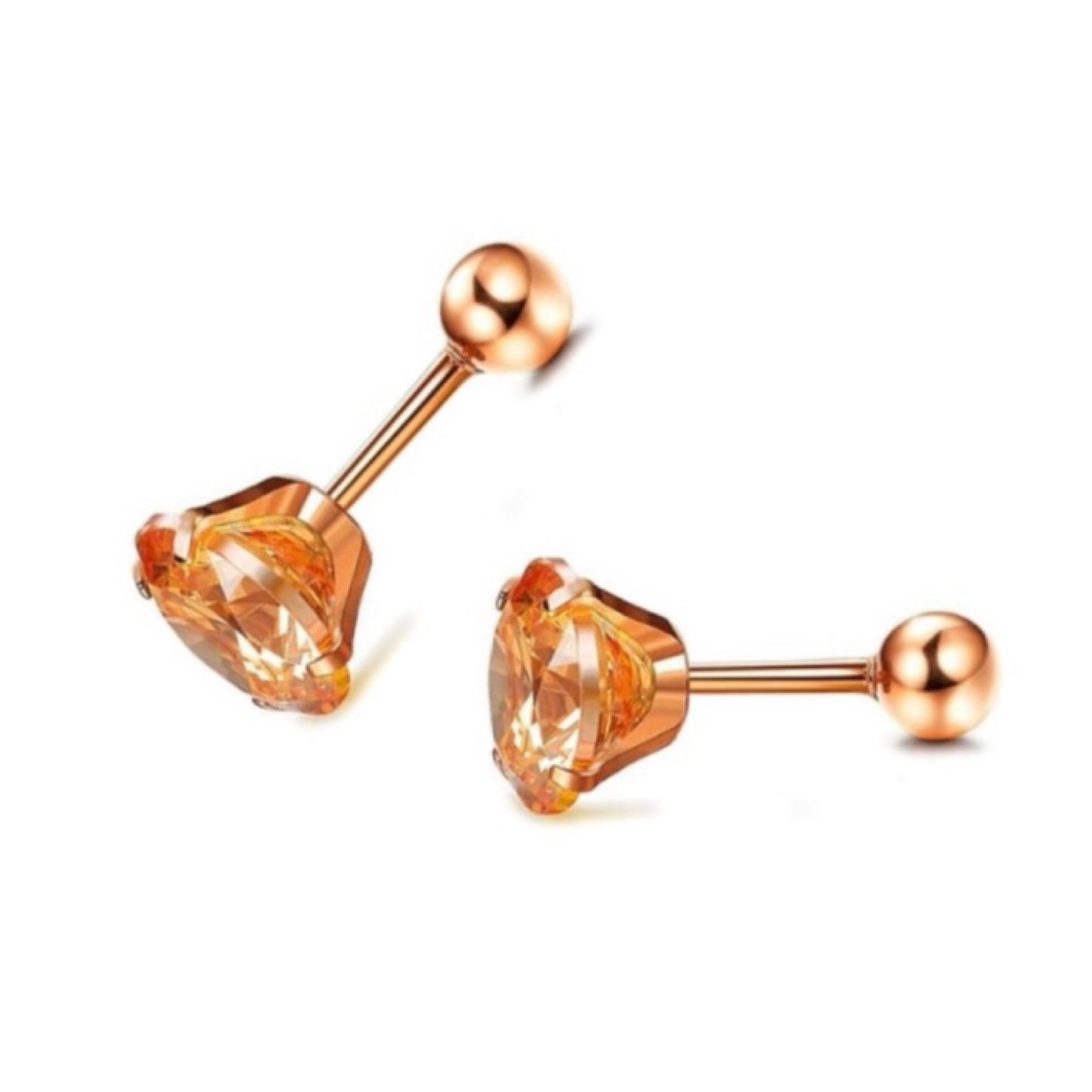 Rose Gold CZ Barbell Earrings