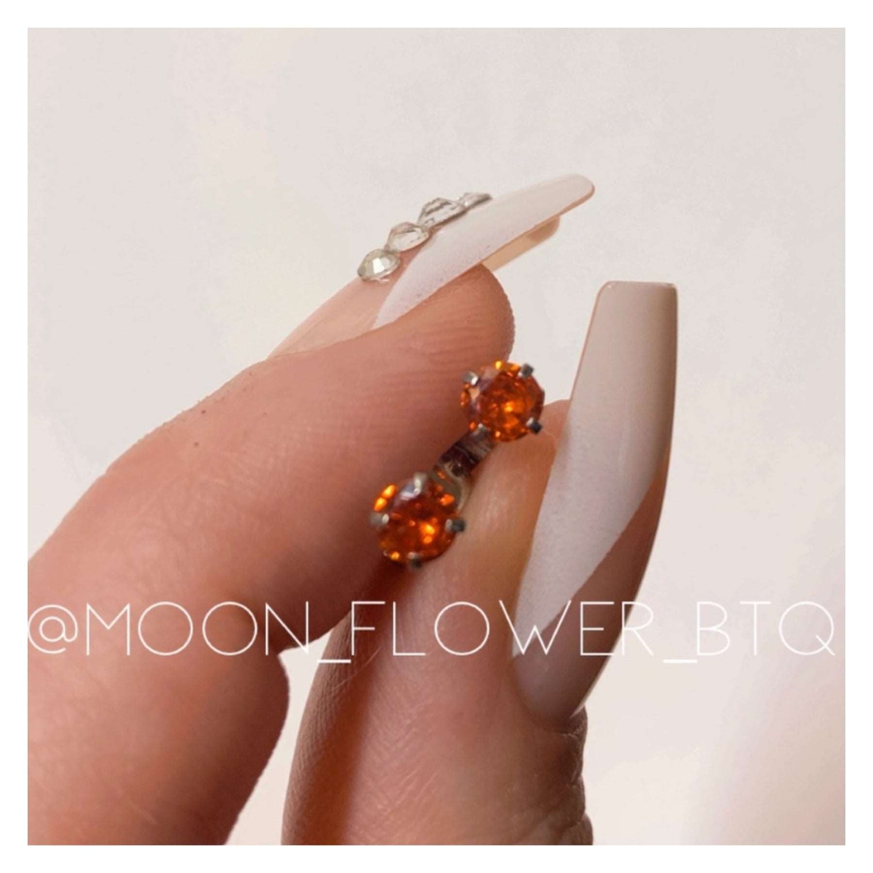 Red Orange CZ Stud Earrings