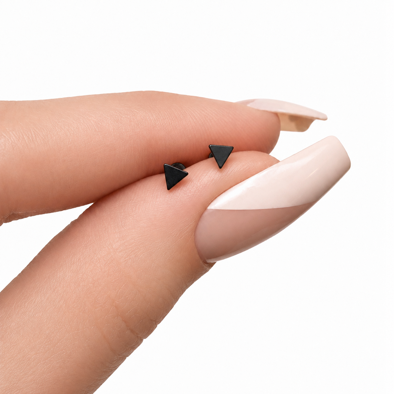 Black Triangle Flat Back Stud Earrings