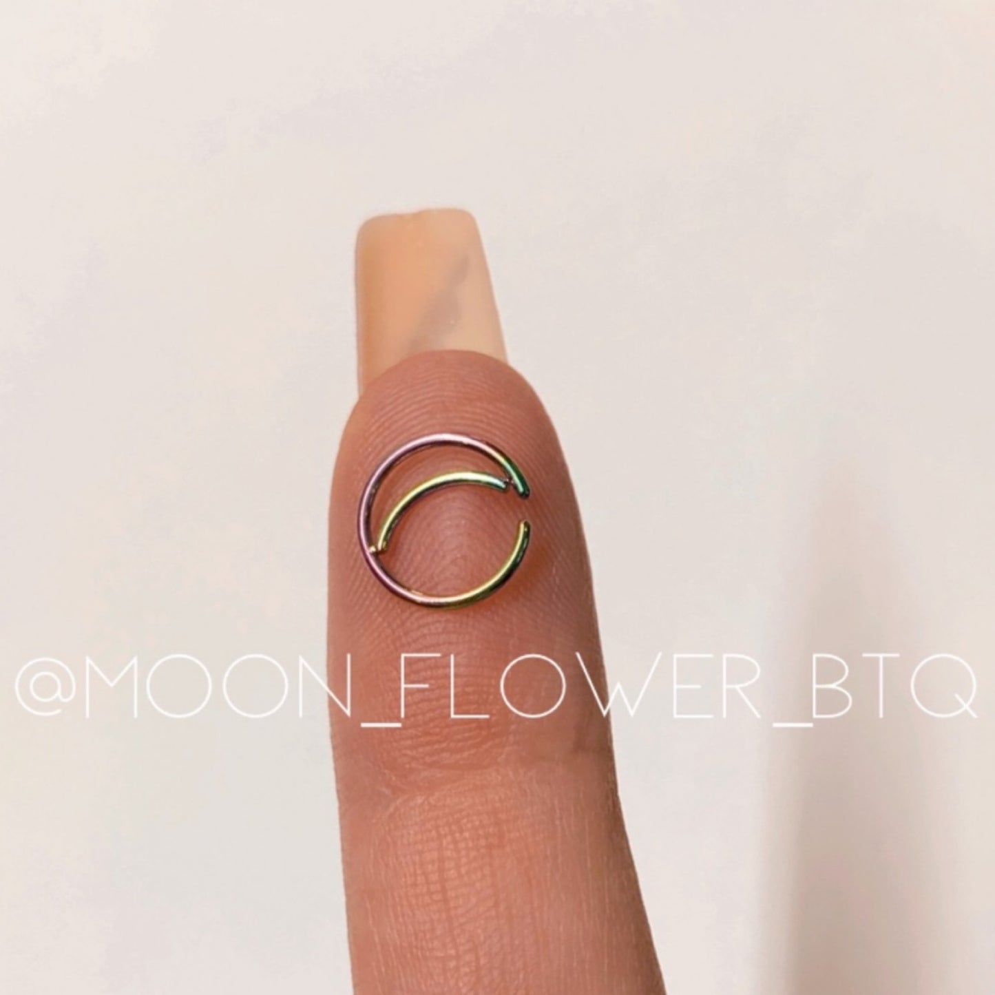 Rainbow Crescent Moon Fixed Hoop Nose Ring