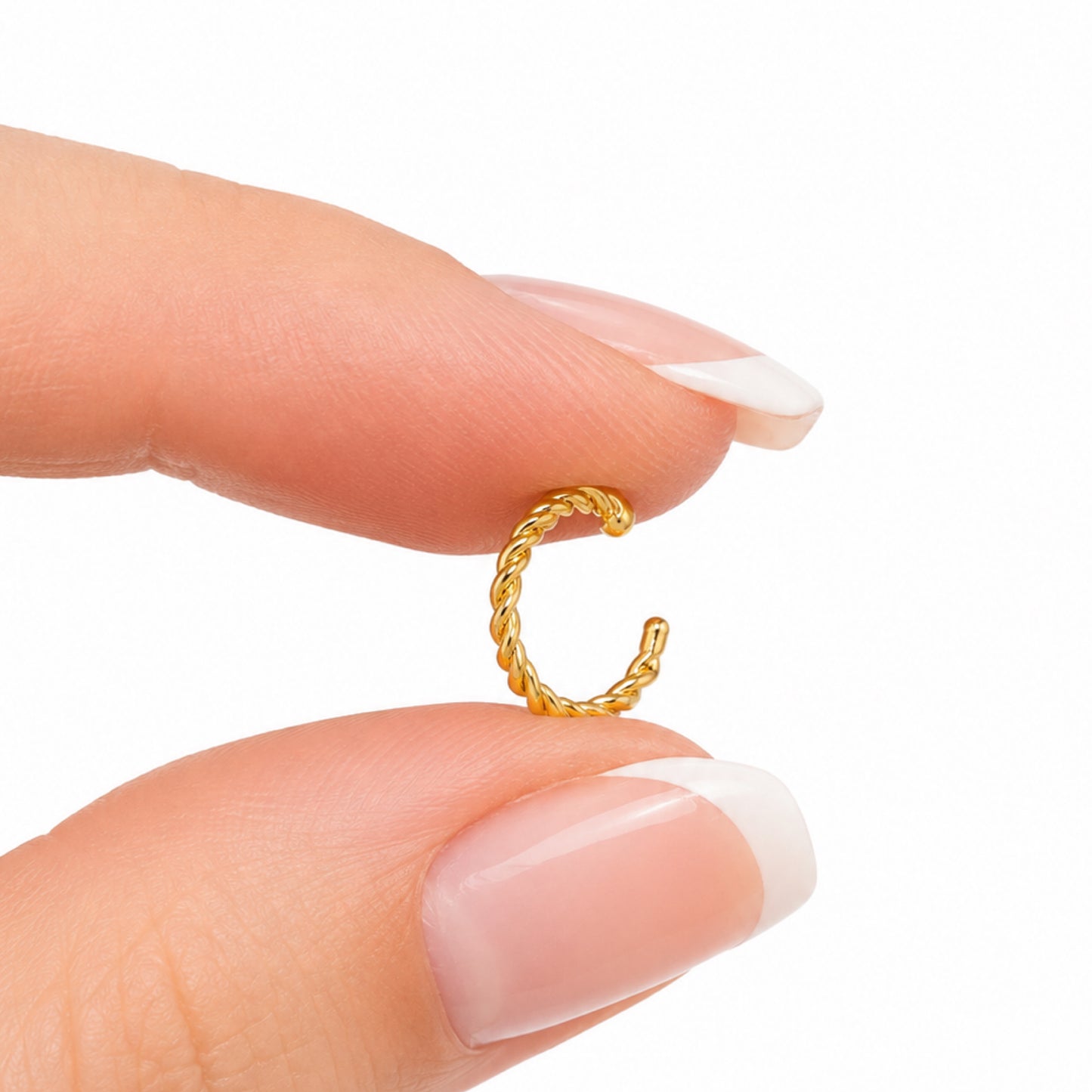 Gold Twisted Fixed Hoop Nose Ring