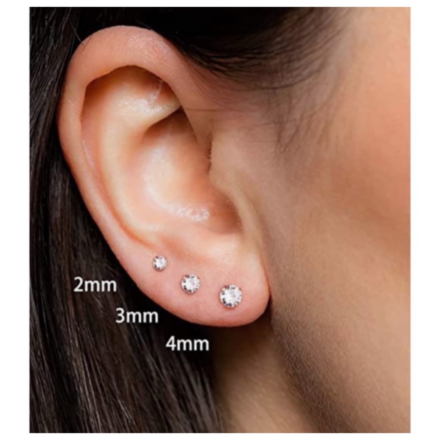 Rose Gold CZ Flat Back Earrings