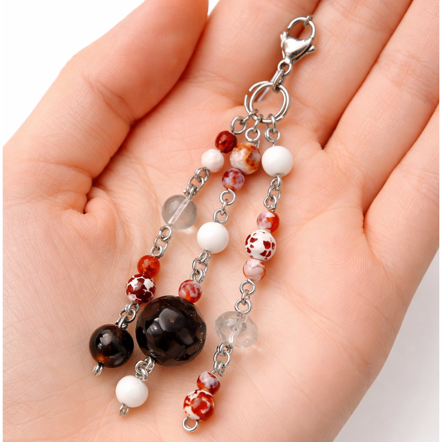 Dark Amber Beaded Charm - Keychain Bag Charm Zipper Pull Lip Balm Charm