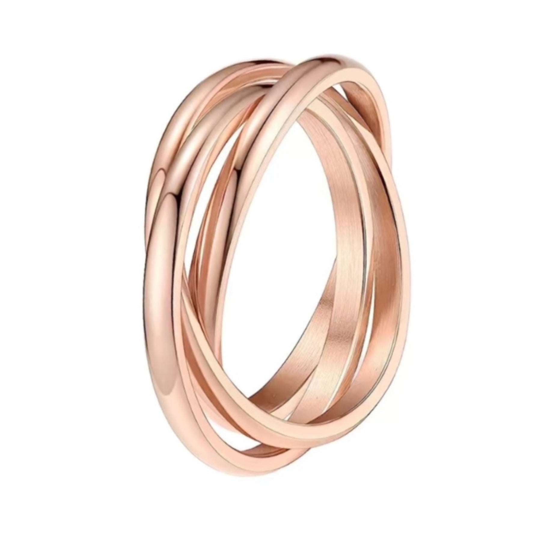 Rose Gold Triple Interconnected Stainless Steel Anxiety Fidget Ring