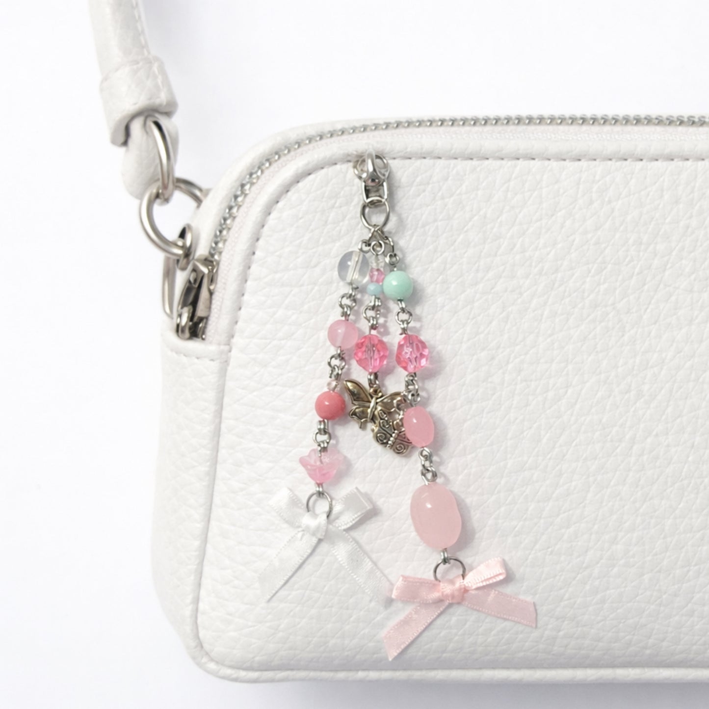 Pink & Mint Butterfly Charm | Keychain Bag Charm Zipper Pull