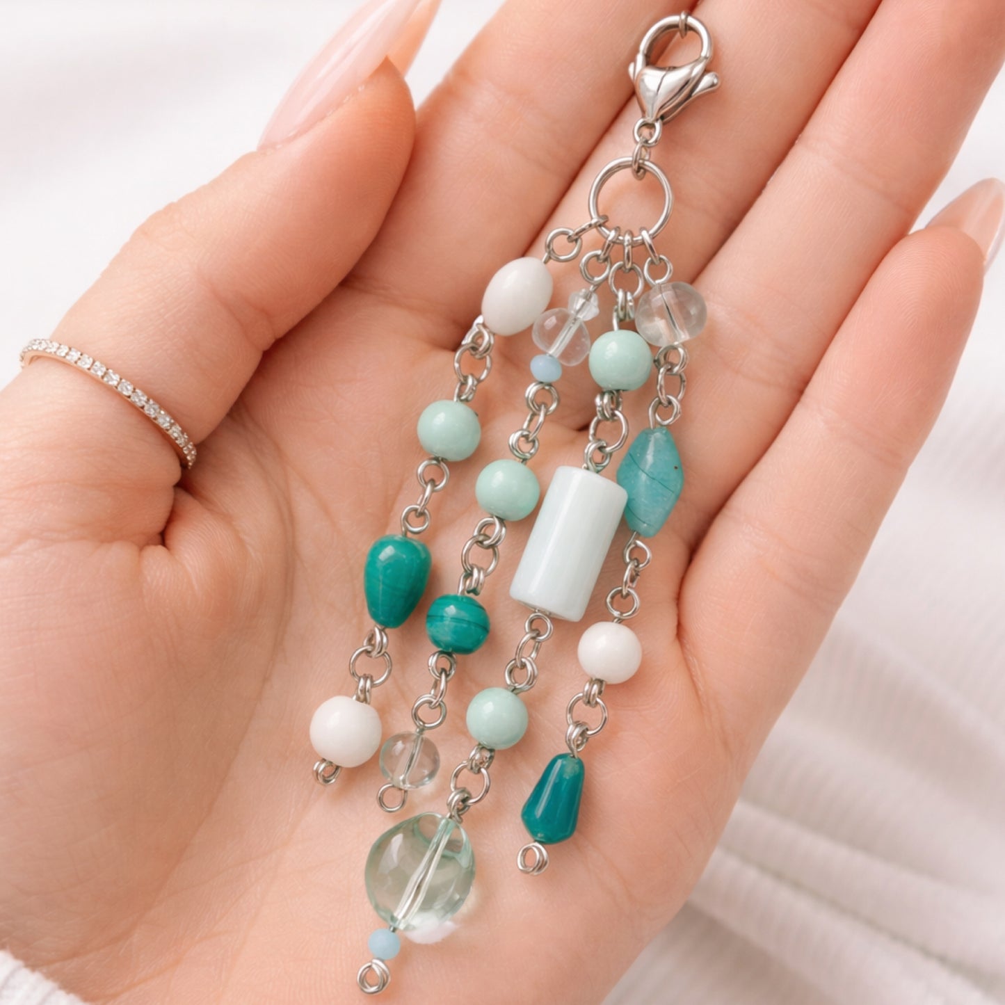 Mint Green Beaded Charm | Keychain Bag Lippie Charm Zipper Pull
