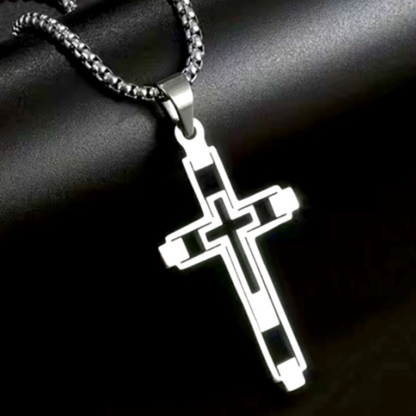 Silver Cut Out Cross Necklace