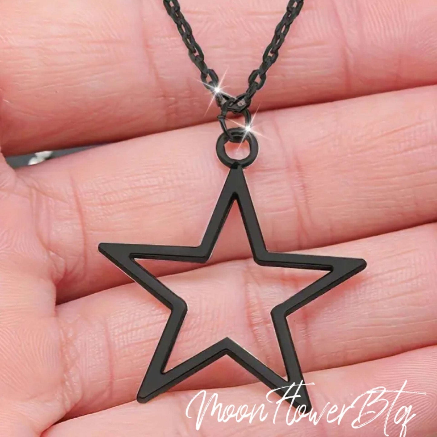 Black Open Star Pendant Necklace