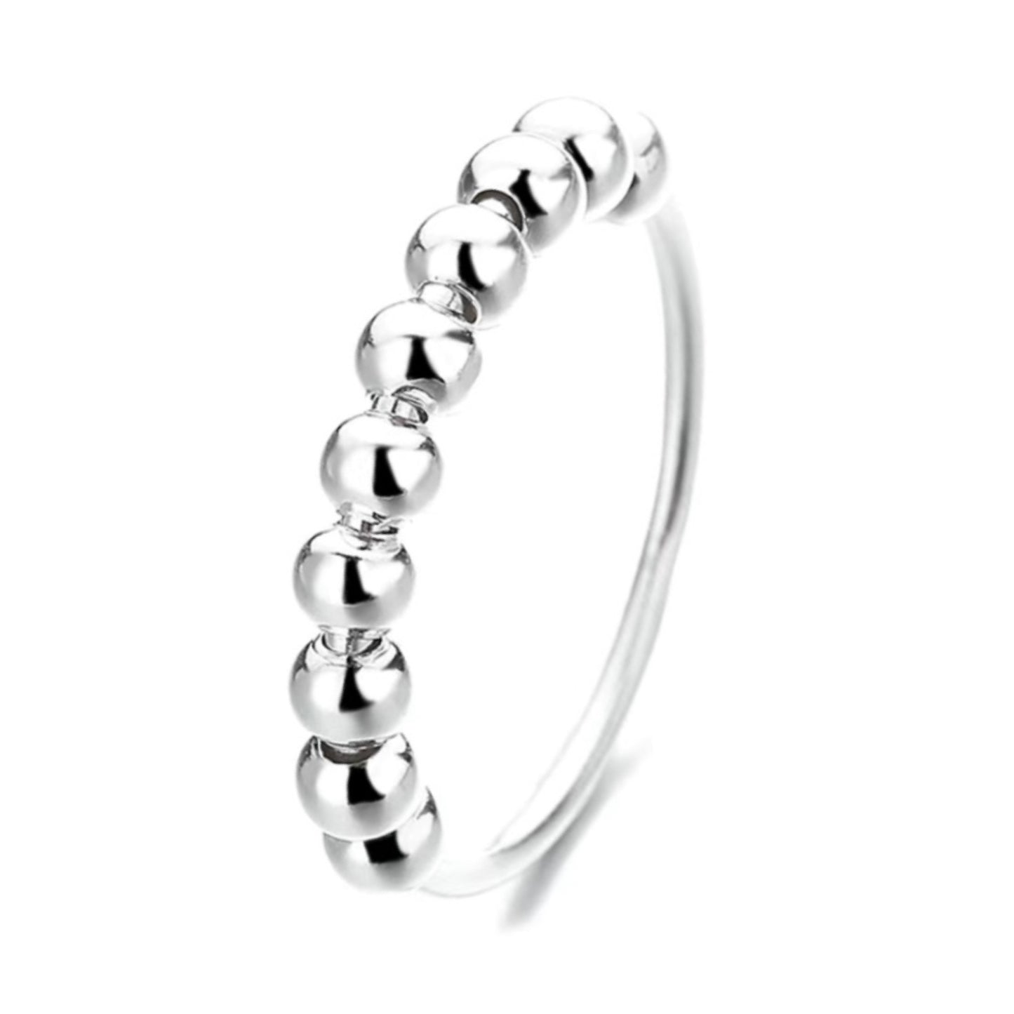 Moving Beads Stainless Steel Anxiety Fidget Ring