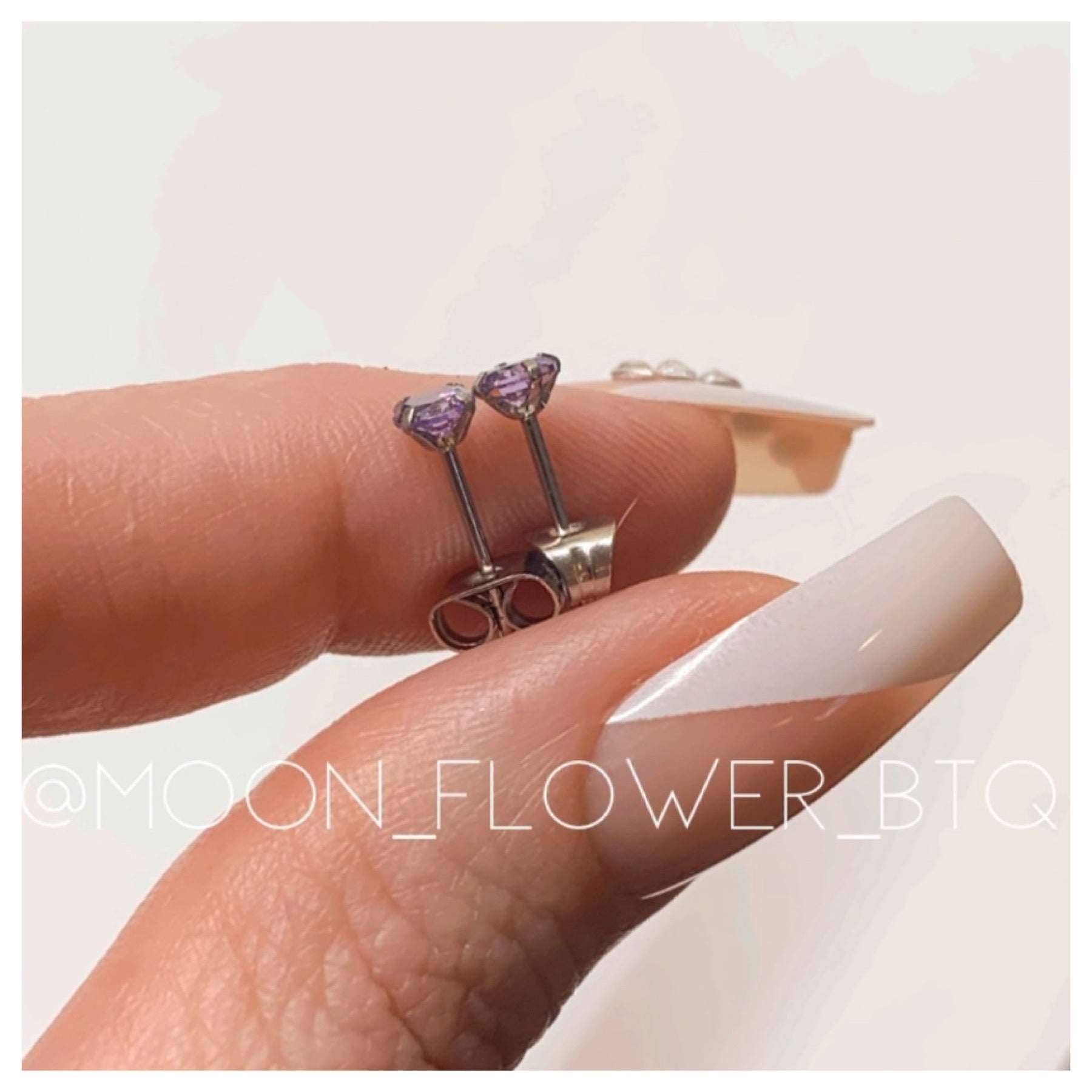 Purple CZ Stud Earrings