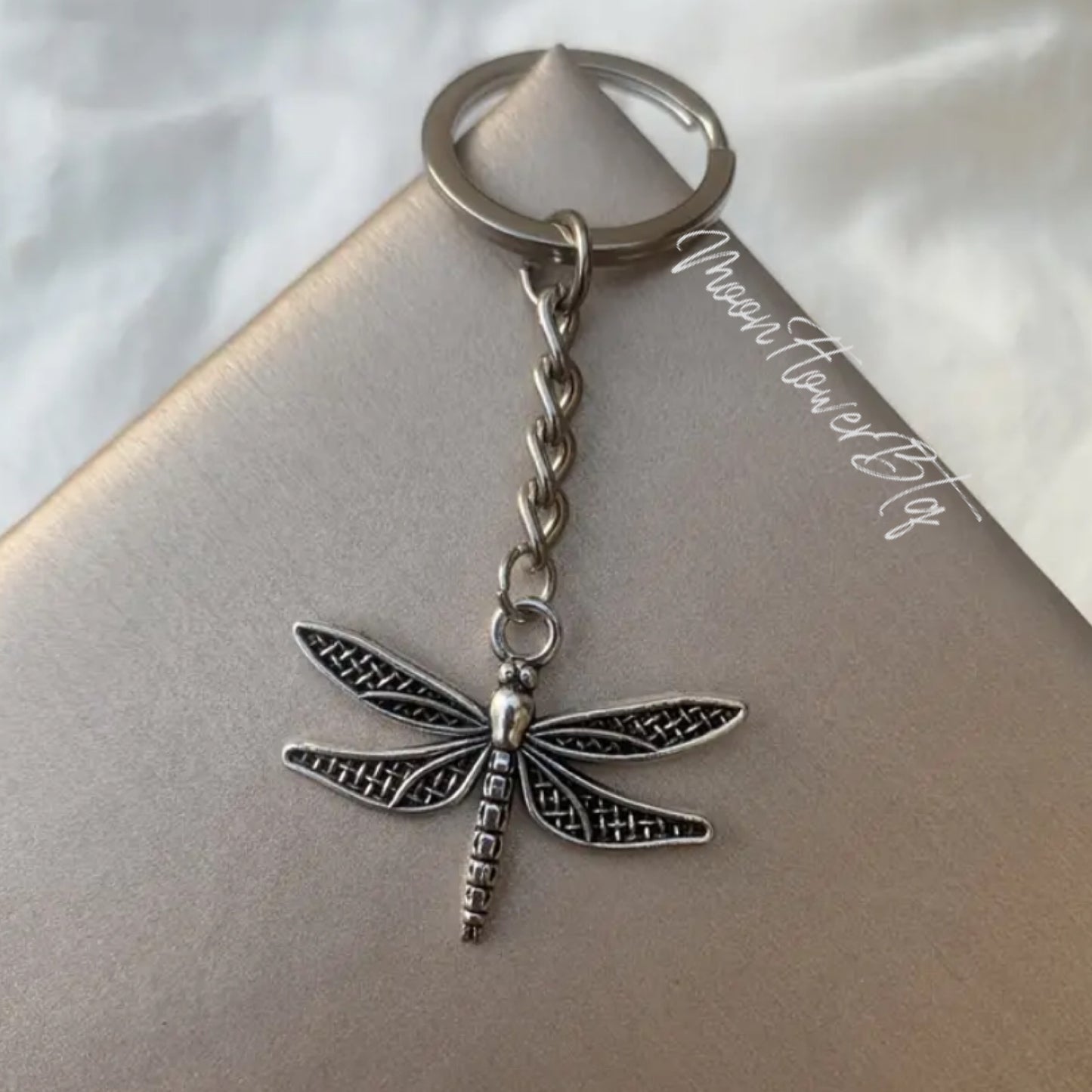 Silver Dragonfly Keychain