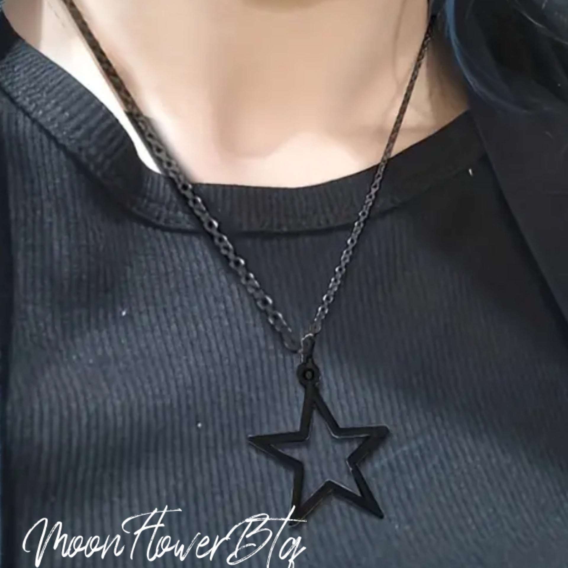 Black Open Star Pendant Necklace