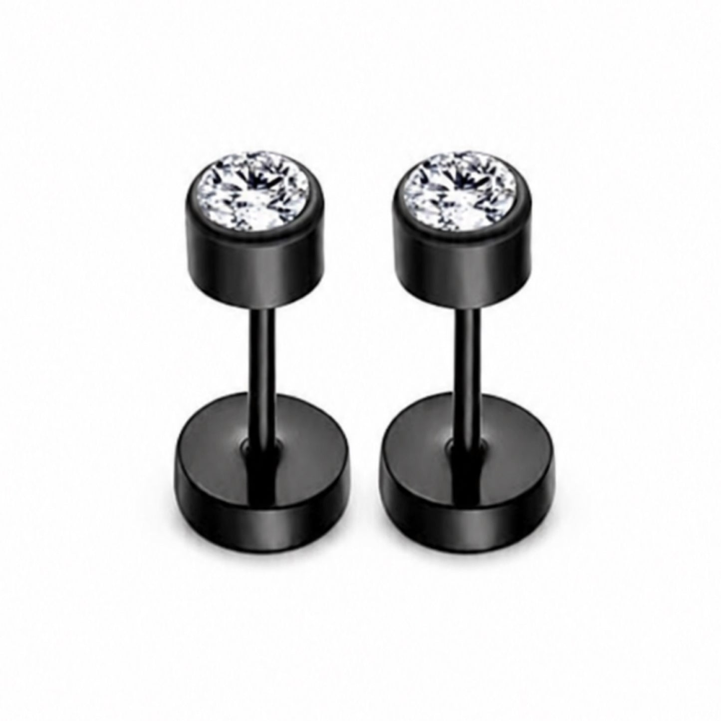 Clear Round CZ Flat Back Stud Earrings