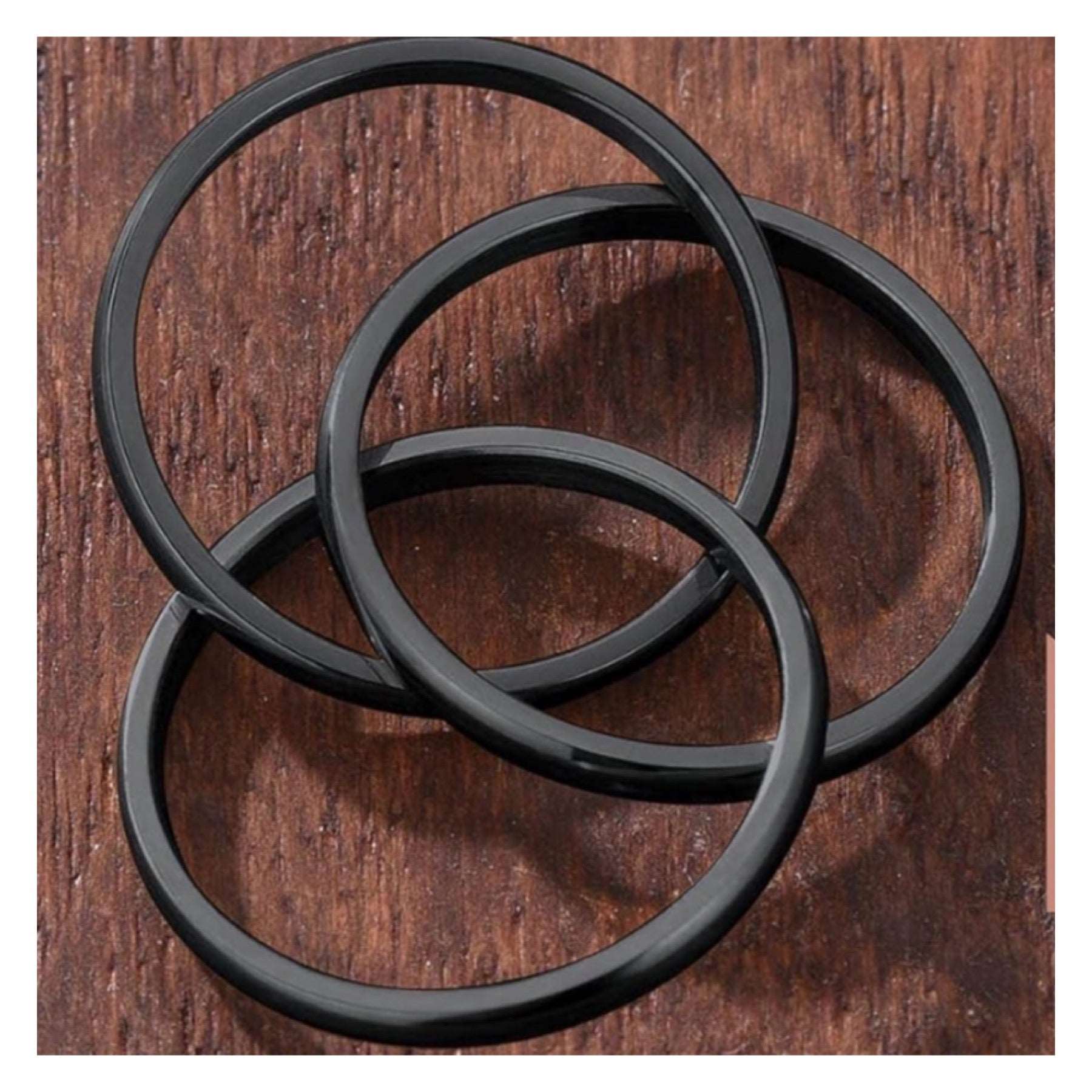 Black Triple Interconnected Stainless Steel Anxiety Fidget Ring