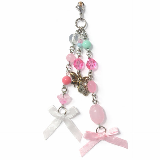 Pink & Mint Butterfly Charm | Keychain Bag Charm Zipper Pull