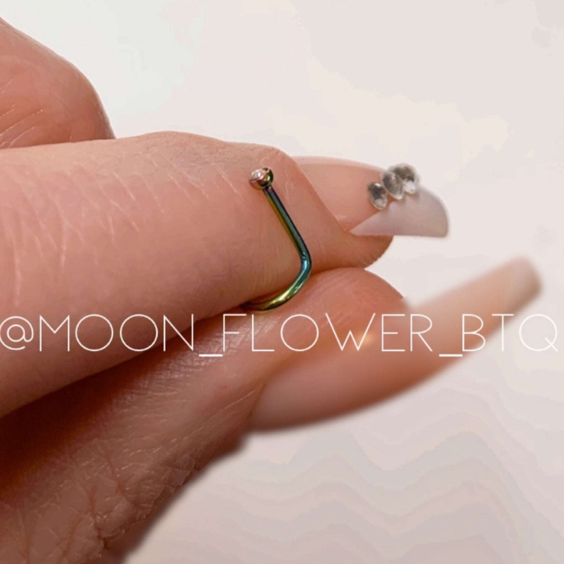 Rainbow CZ Hook Screw Nose Ring