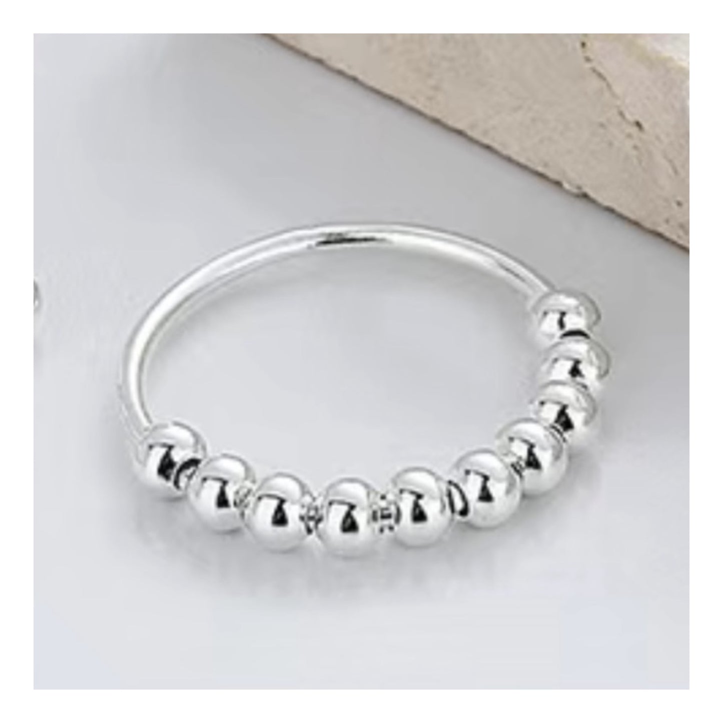 Moving Beads Stainless Steel Anxiety Fidget Ring