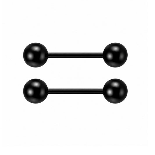 Black Stainless Steel Barbell Earrings – 18G 5mm