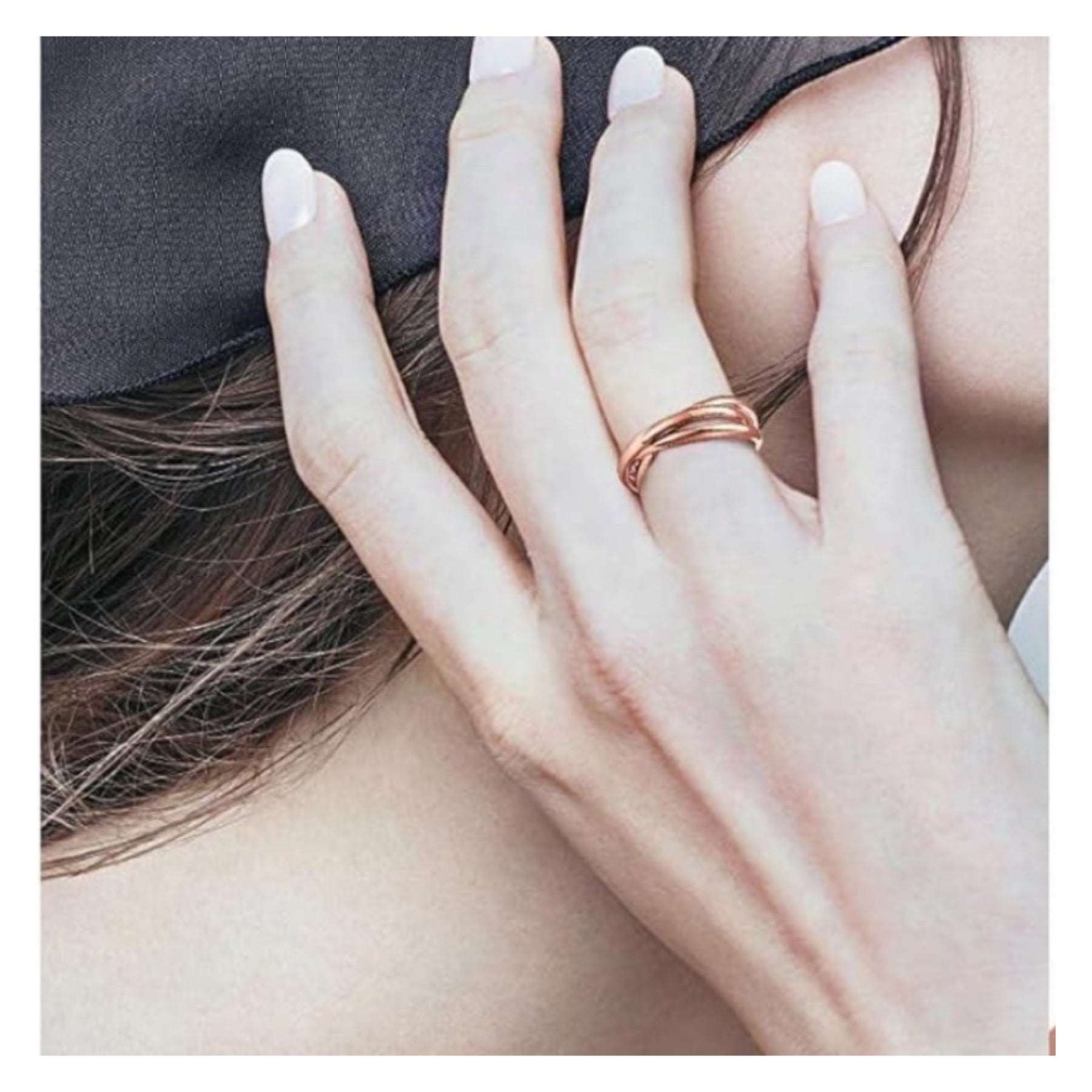 Rose Gold Triple Interconnected Stainless Steel Anxiety Fidget Ring