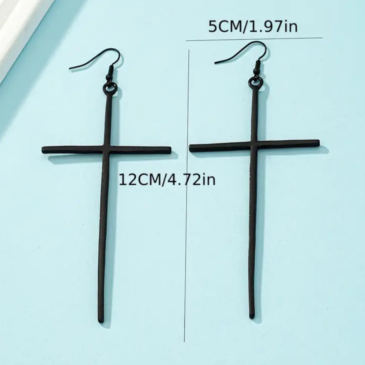 Black Extra Large Cross Statement Earrings