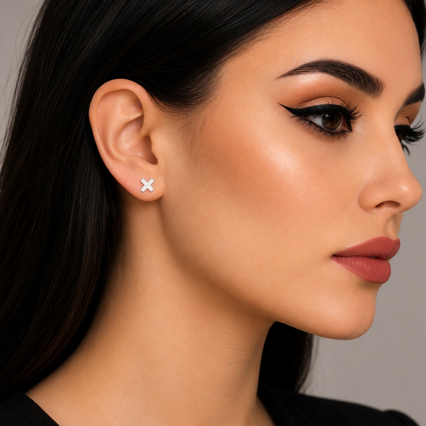 Stainless Steel X Cross Flat Back Stud Earrings