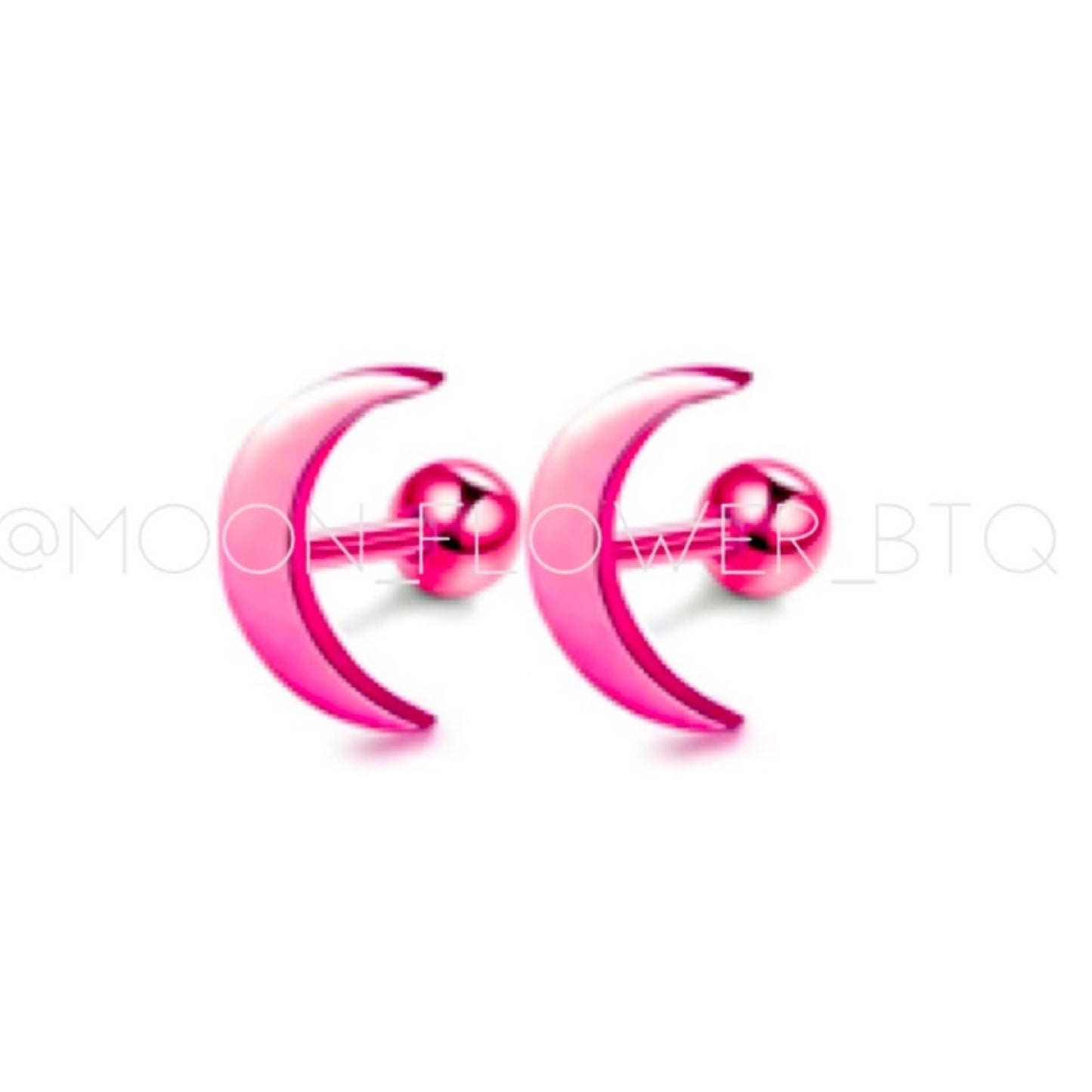 Pink Moon Barbell Earrings