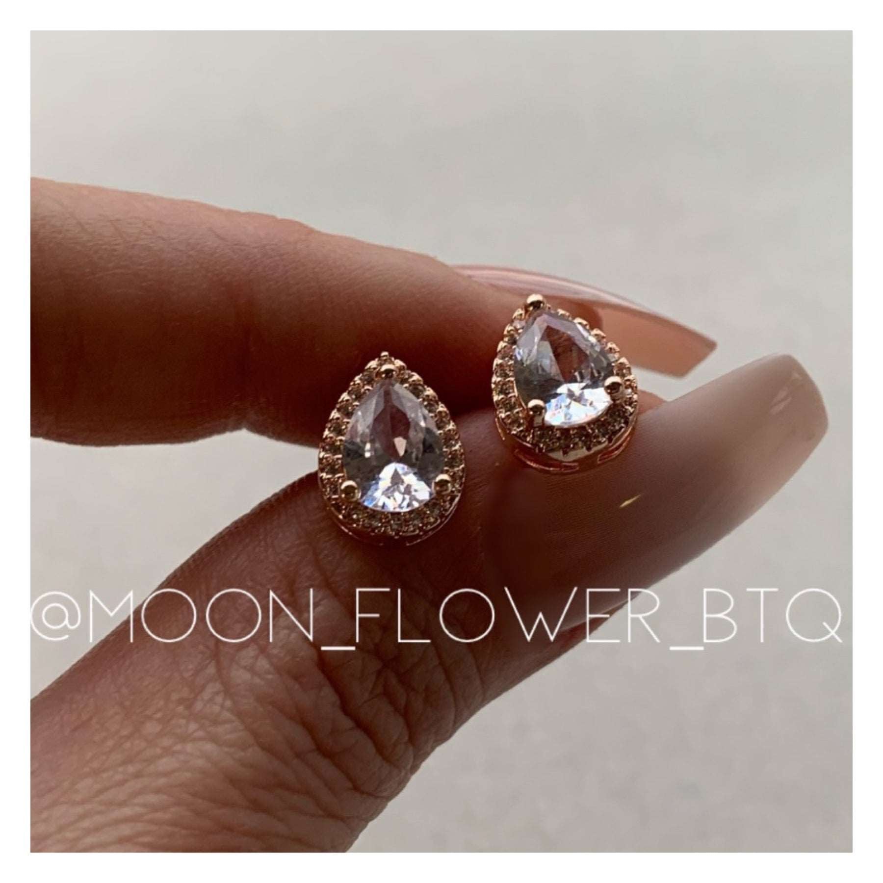 18k Rose Gold CZ Halo Stud Earrings