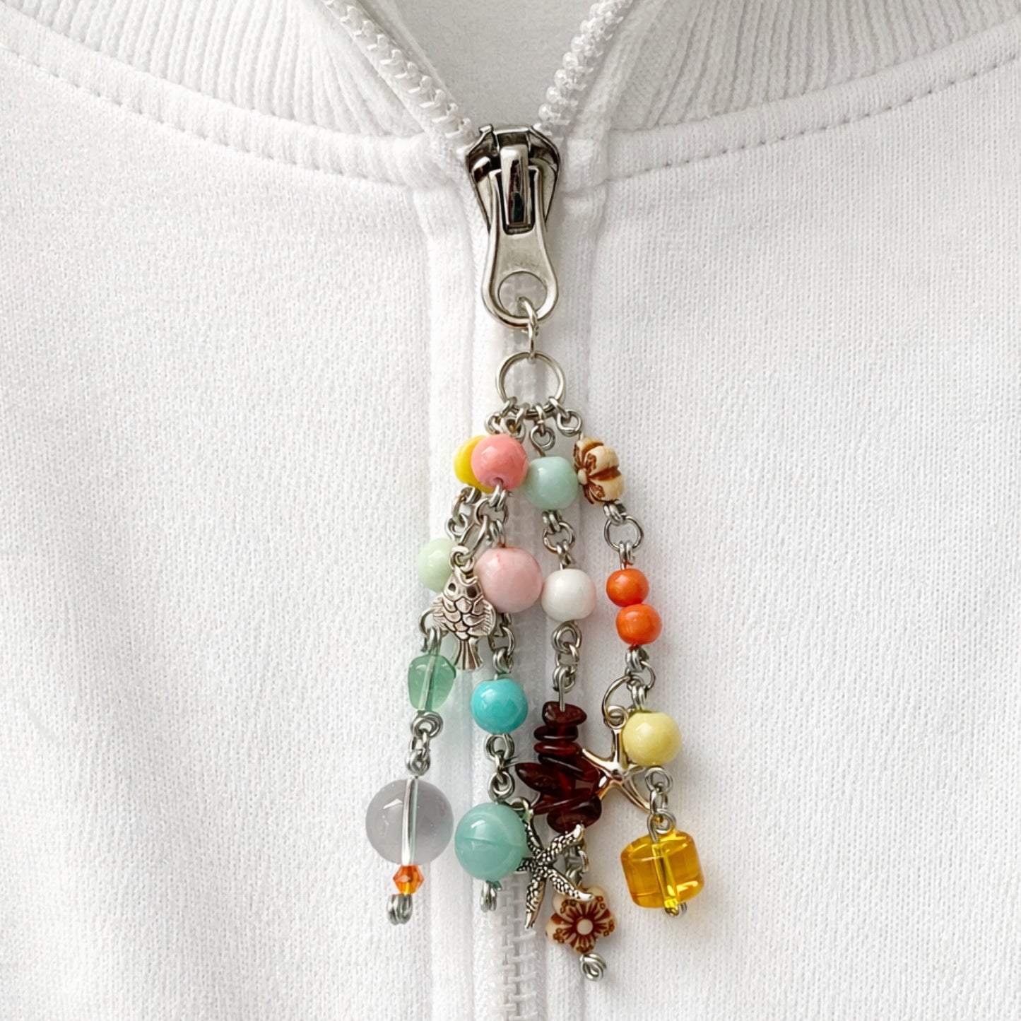 Starfish Fish Floral Charm | Colorful Beaded Bag Charm Zipper Pull