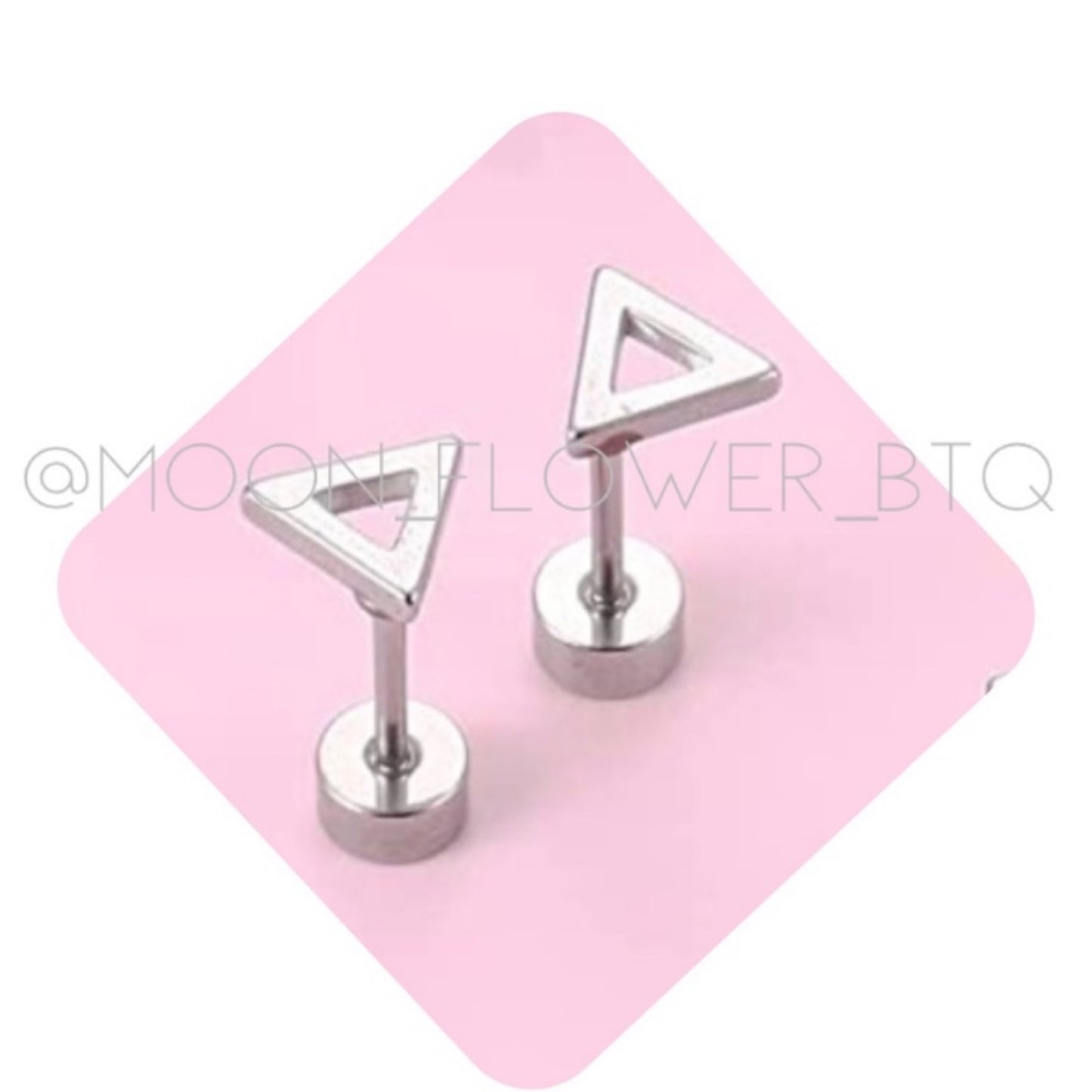 Silver Cutout Triangle Flat Back Earrings