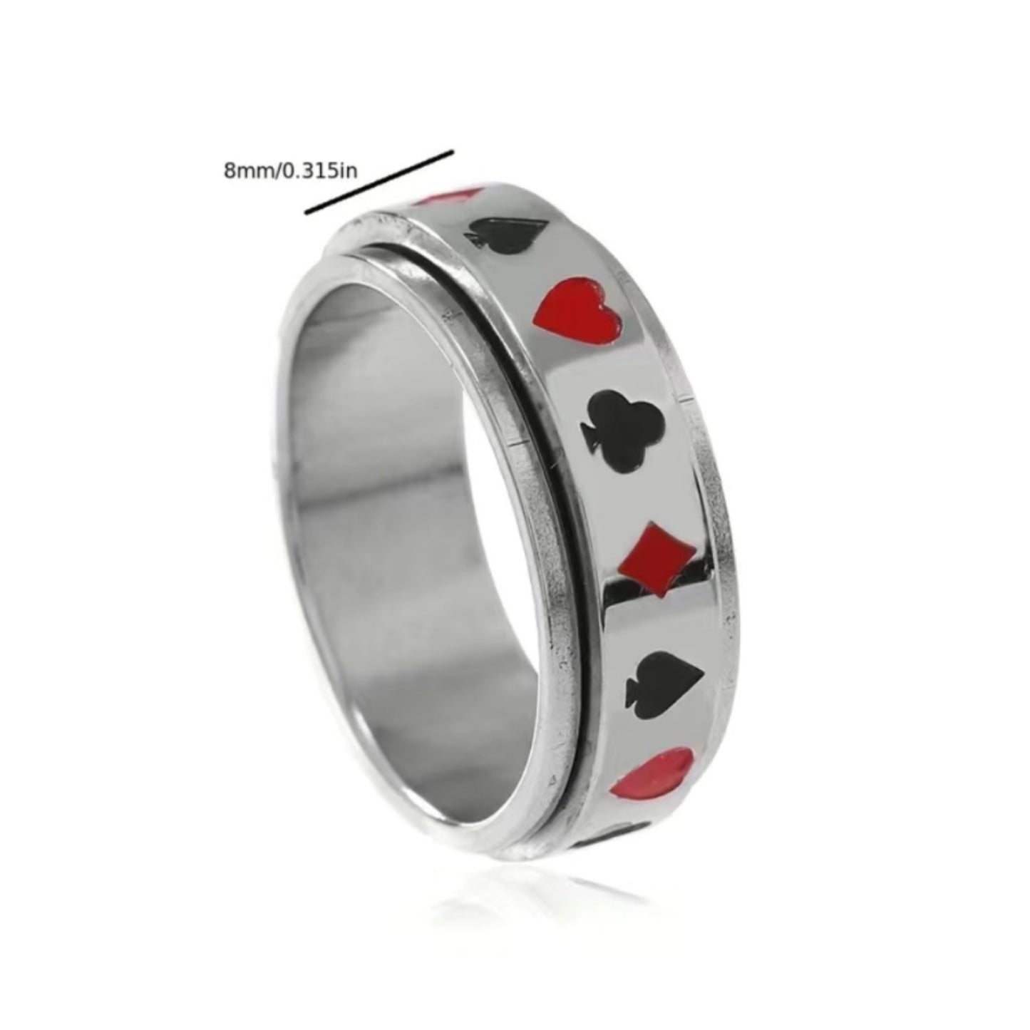 Red Black Poker Themed Anxiety Fidget Spinner Ring