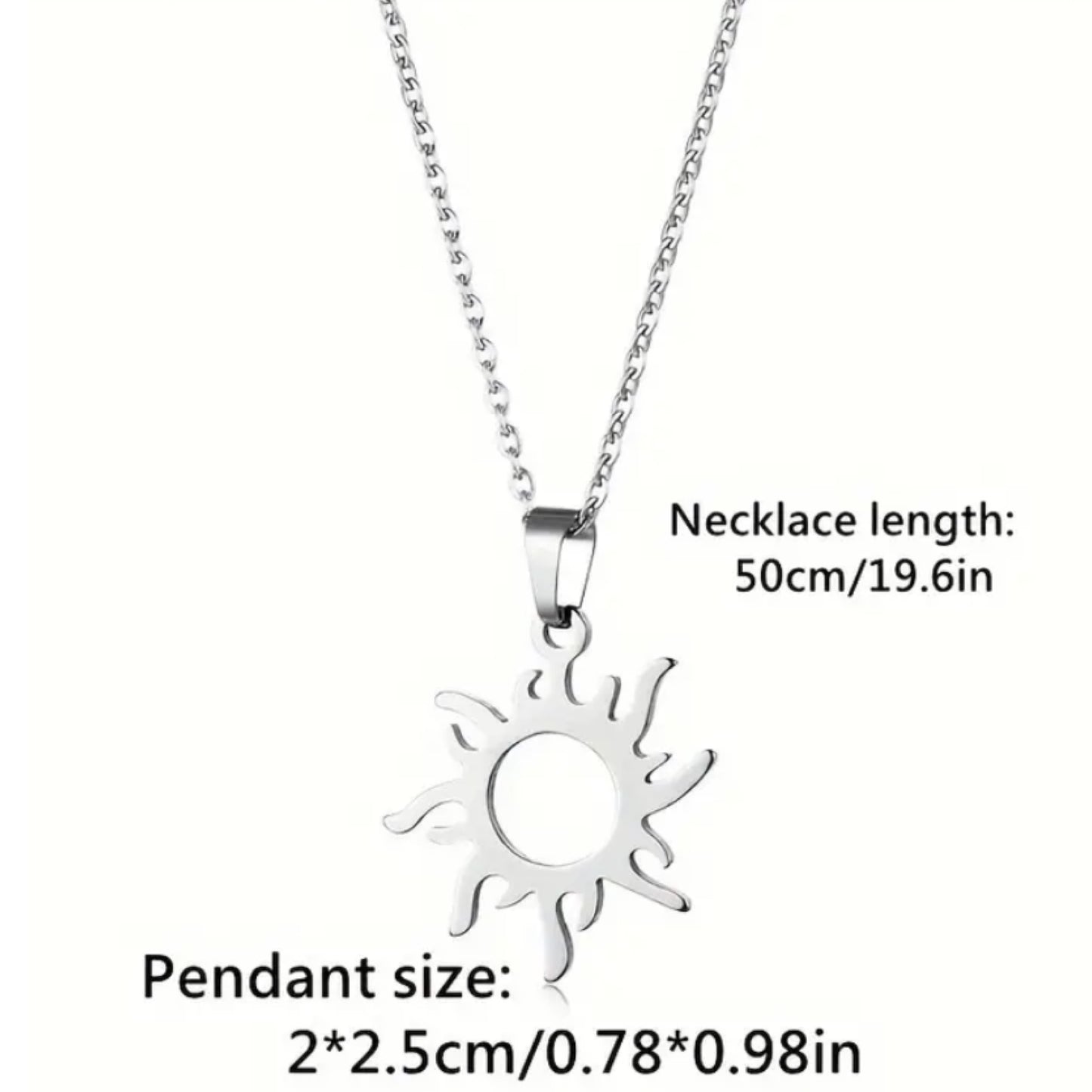 Silver Cutout Sun Pendant Necklace