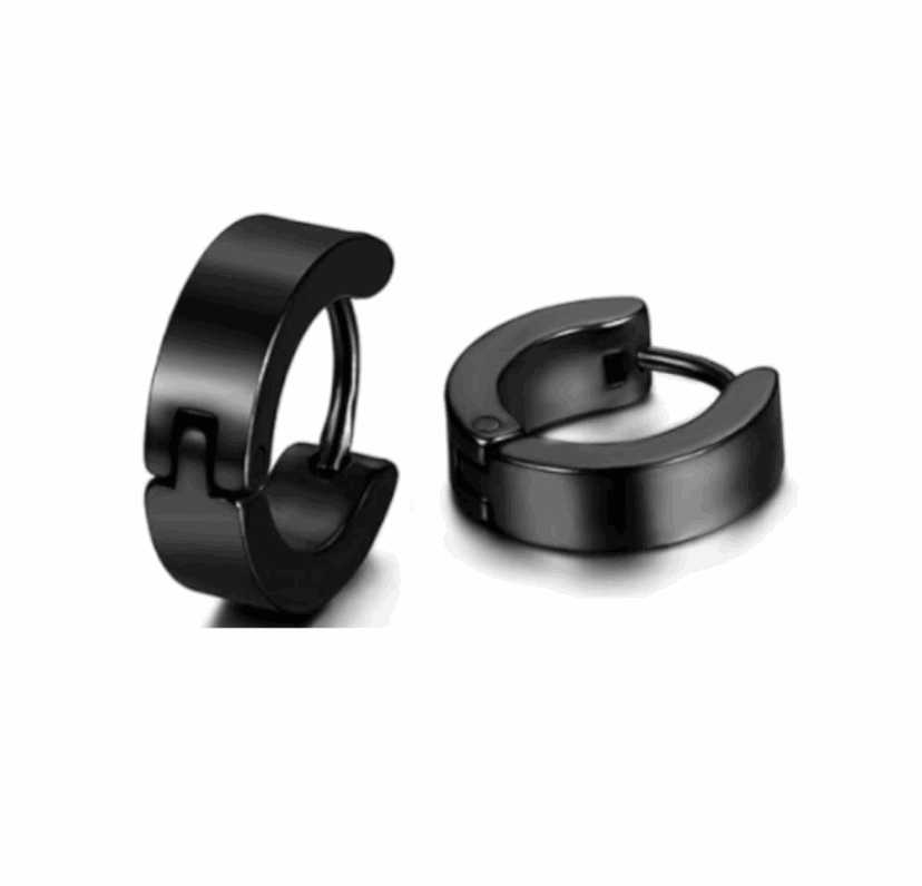 Black Huggie Hoop Earrings