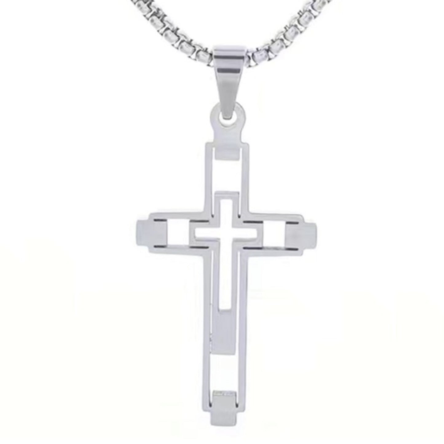 Silver Cut Out Cross Necklace