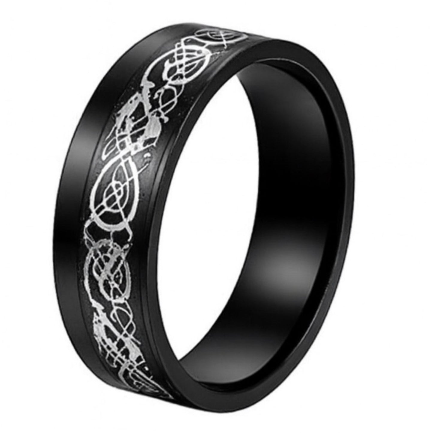 Black Celtic Knot Ring | 8mm Stainless Steel Band | Gothic Viking Norse Jewelry